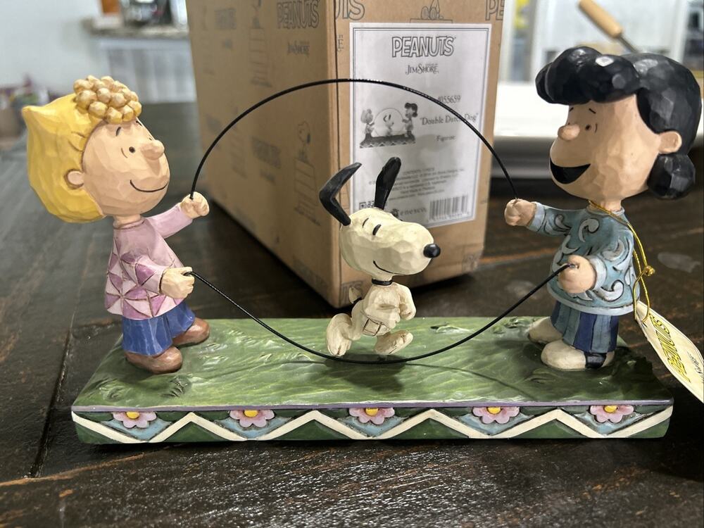 Jim Shore - Double Dutch Dog - Snoopy Sally and Lucy, Jump Rope, New In Box